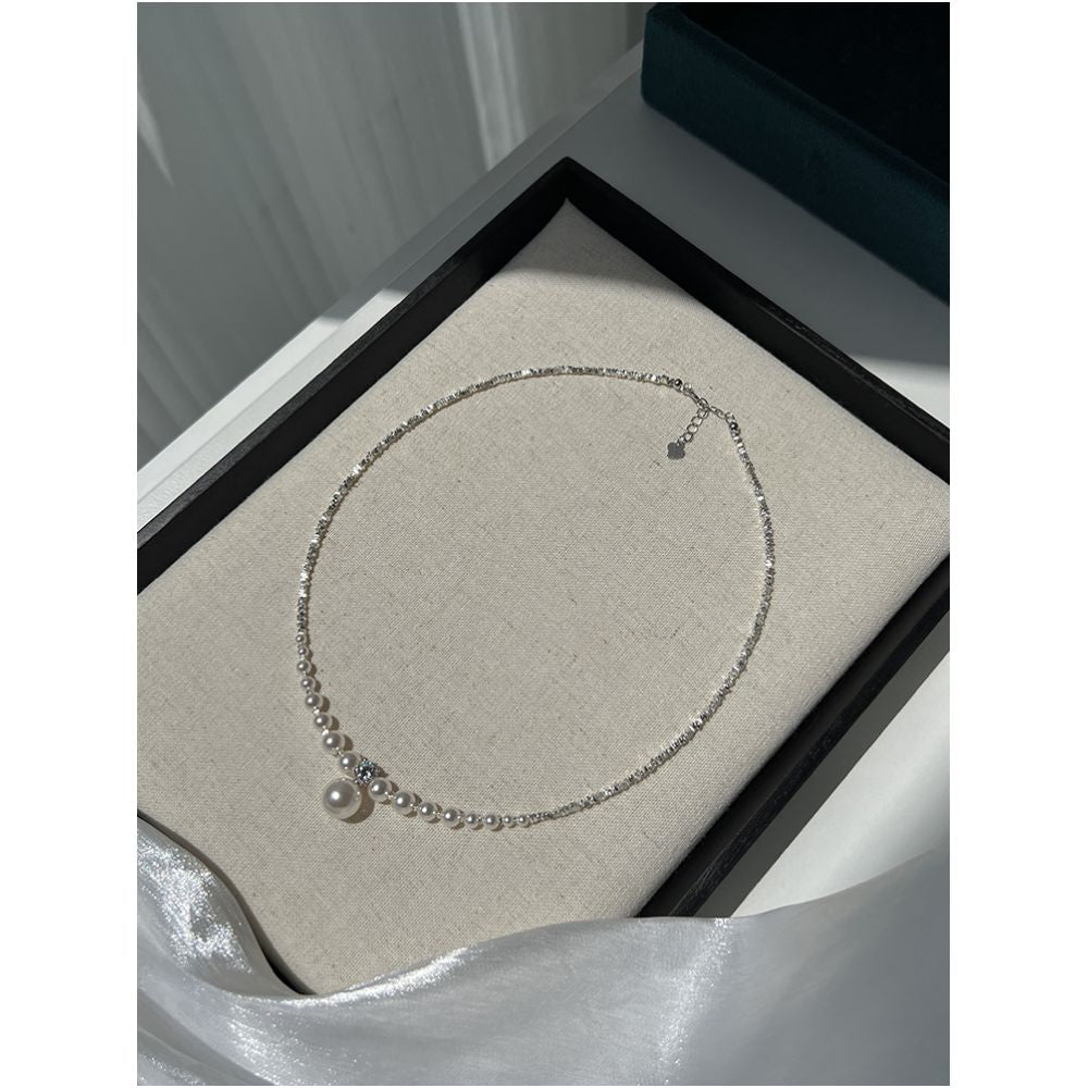 Sugar Fangjia Original Shijia Bright Pearl S925 Sterling Silver Gradient Necklace Niche Design High end Clavicle Chain image 21