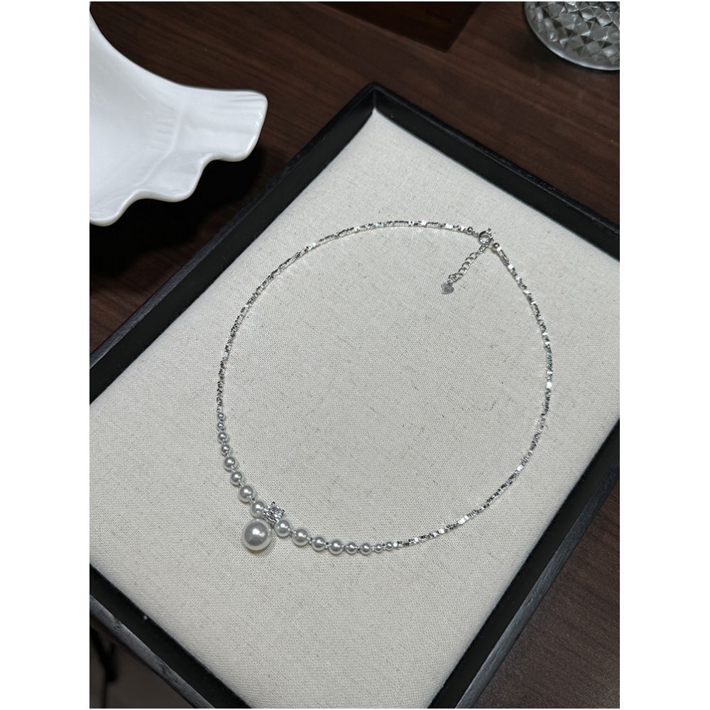 Sugar Fangjia Original Shijia Bright Pearl S925 Sterling Silver Gradient Necklace Niche Design High end Clavicle Chain image 26