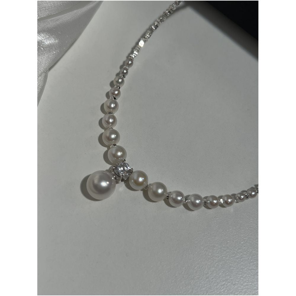 Sugar Fangjia Original Shijia Bright Pearl S925 Sterling Silver Gradient Necklace Niche Design High end Clavicle Chain image 33