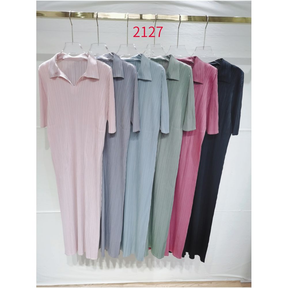 High temperature pleated manufacturer directly supplies new high end pleated ladies style commuting mid length collar dress with elegant temperament image 9