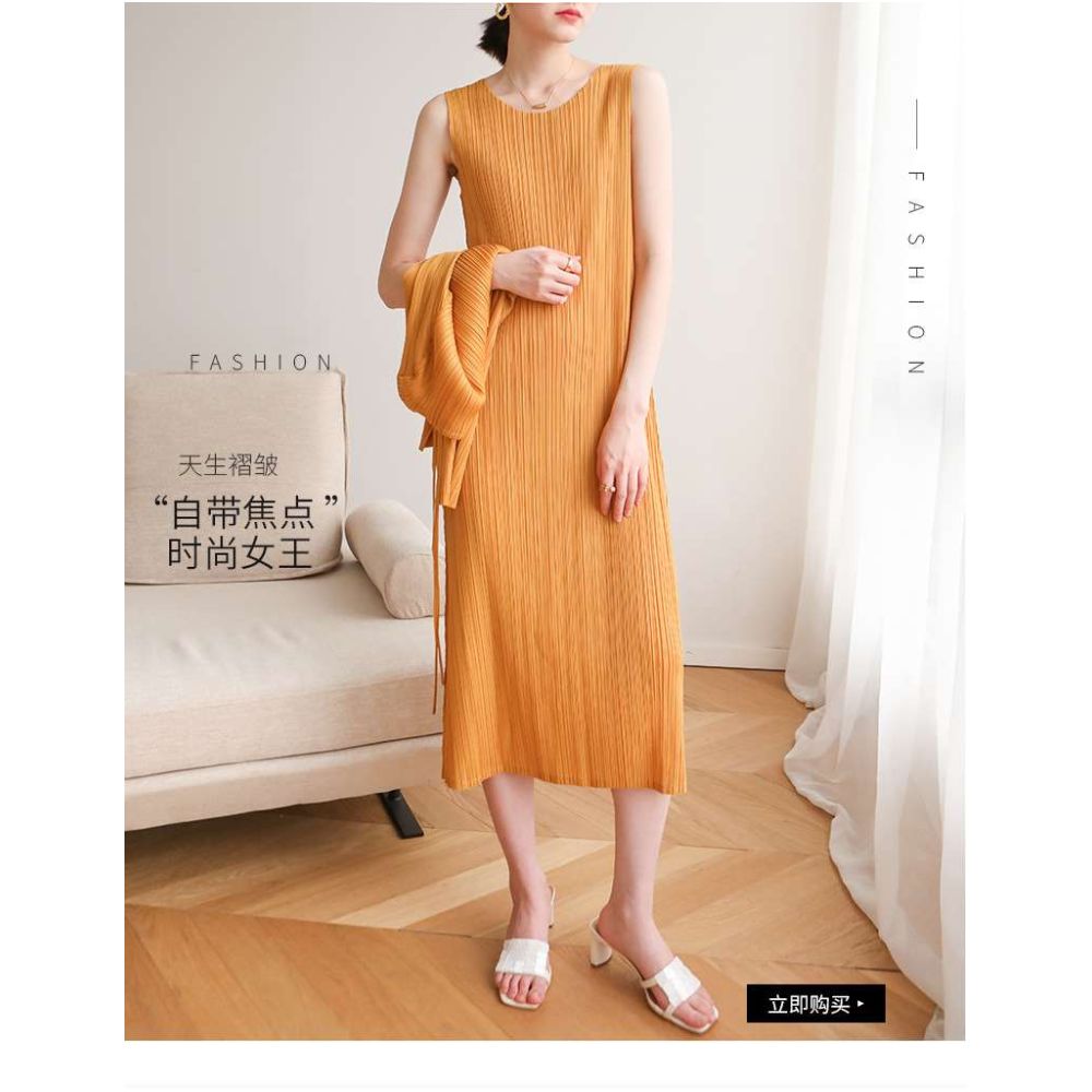 summer ins style Miyake pleated fashion sleeveless figure fl image 10