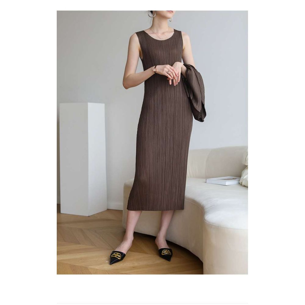 summer ins style Miyake pleated fashion sleeveless figure fl image 14