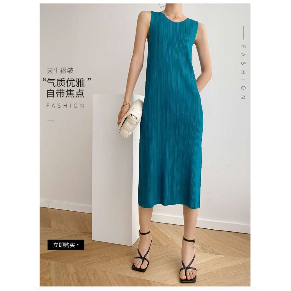 summer ins style Miyake pleated fashion sleeveless figure fl image 17