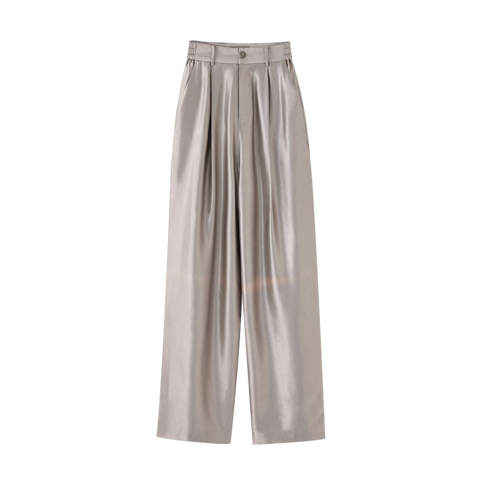 COMMON VALUE Japan Imported 100 Satin Acetate Pants High Grade Gloss Natural Texture Wide Leg Pants image 7