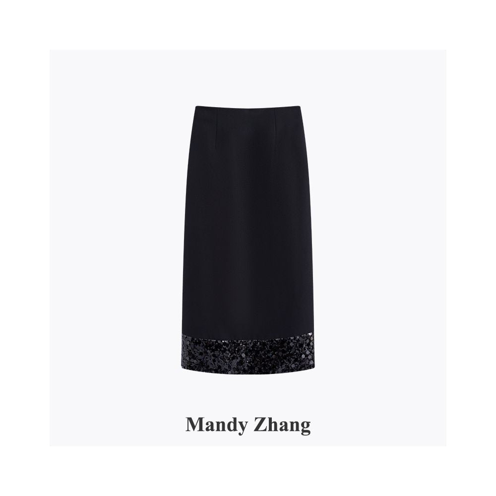 MandyZhang French black sequin patchwork small fragrant style jacket for women s autumn and winter fashion design sense short top image 15