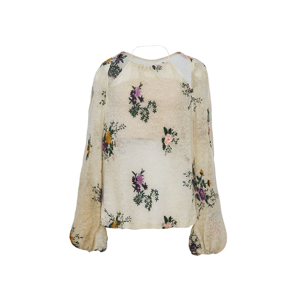 SISH seems to be a new Chinese style hanging neck camisole embroidered top long sleeved T shirt mohair blend with strapless image 8