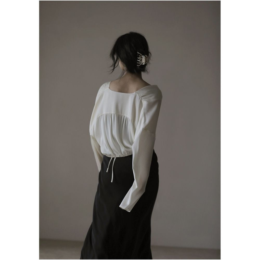 commuse memory sexy muse 19 momme stretch double satin drape silky shirt solid color blouse image 11