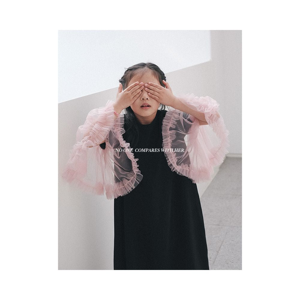 Original niche design with petal slimming splicing contrasting color mesh loose small dress super long dress image 4