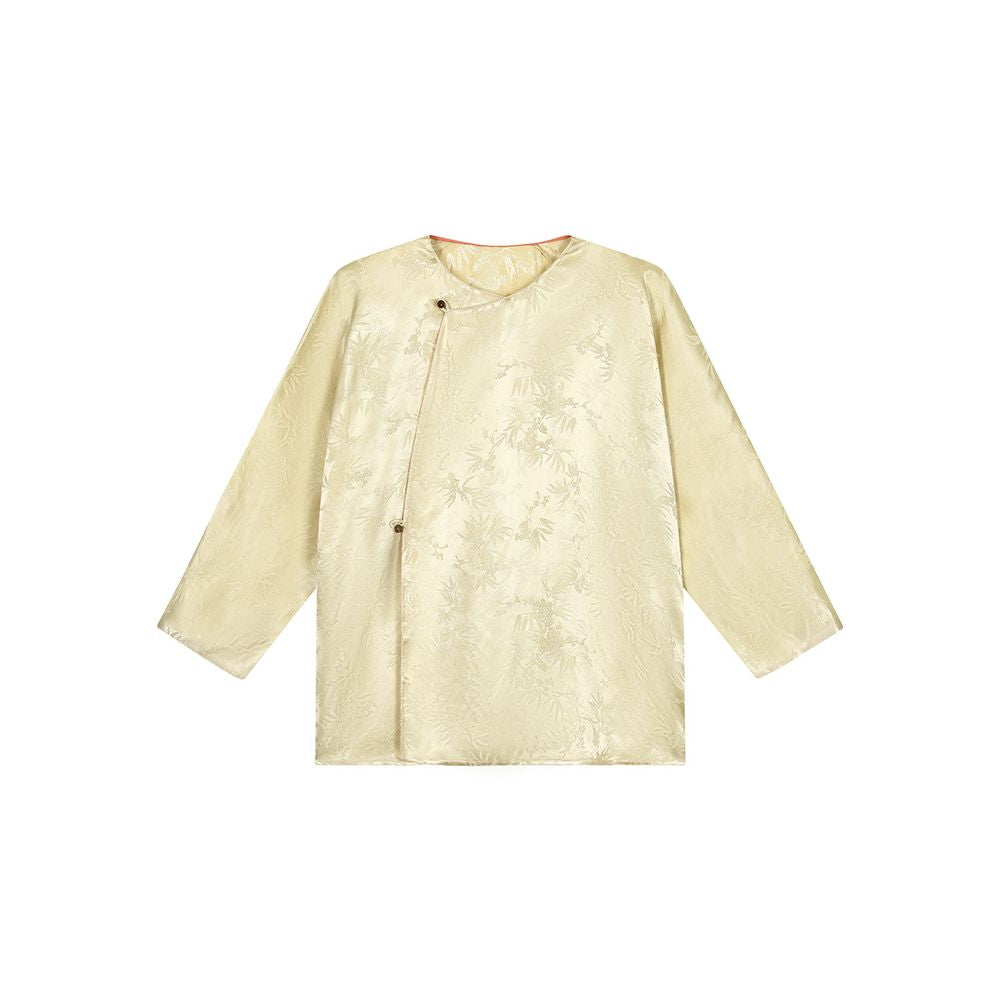 ASAYA1825 Ruyi Lianyun 2023 Spring New Diagonal Sleeve Onyx Button Top Women's Vintage New Chinese Style Shirt