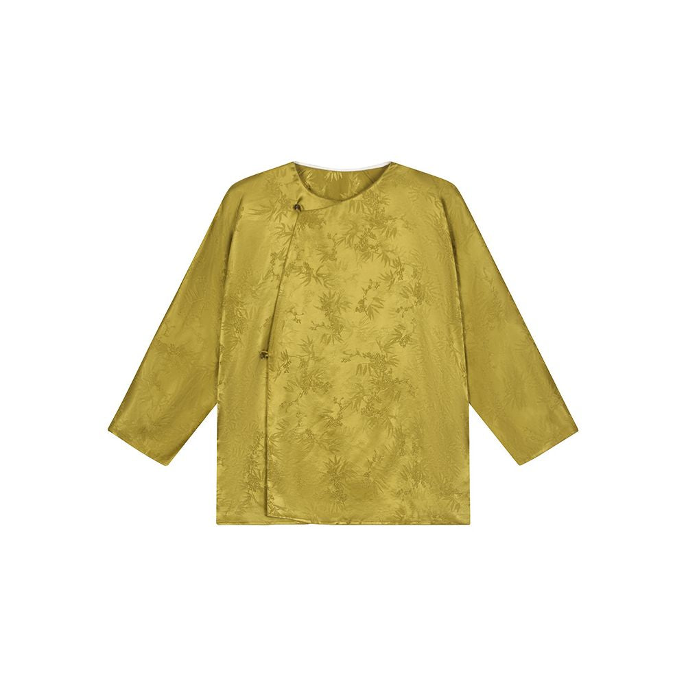 ASAYA1825 Ruyi Lianyun 2023 Spring New Diagonal Sleeve Onyx Button Top Women's Vintage New Chinese Style Shirt