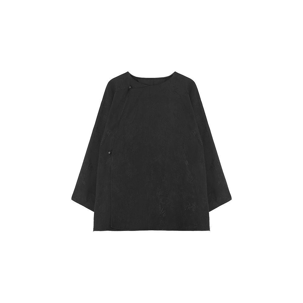 Ruyi Lianyun Autumn Collection New Oblique Collar Sleeve Round Collar Jacquard Top Women s Retro New Chinese Style Loose Shirt image 27