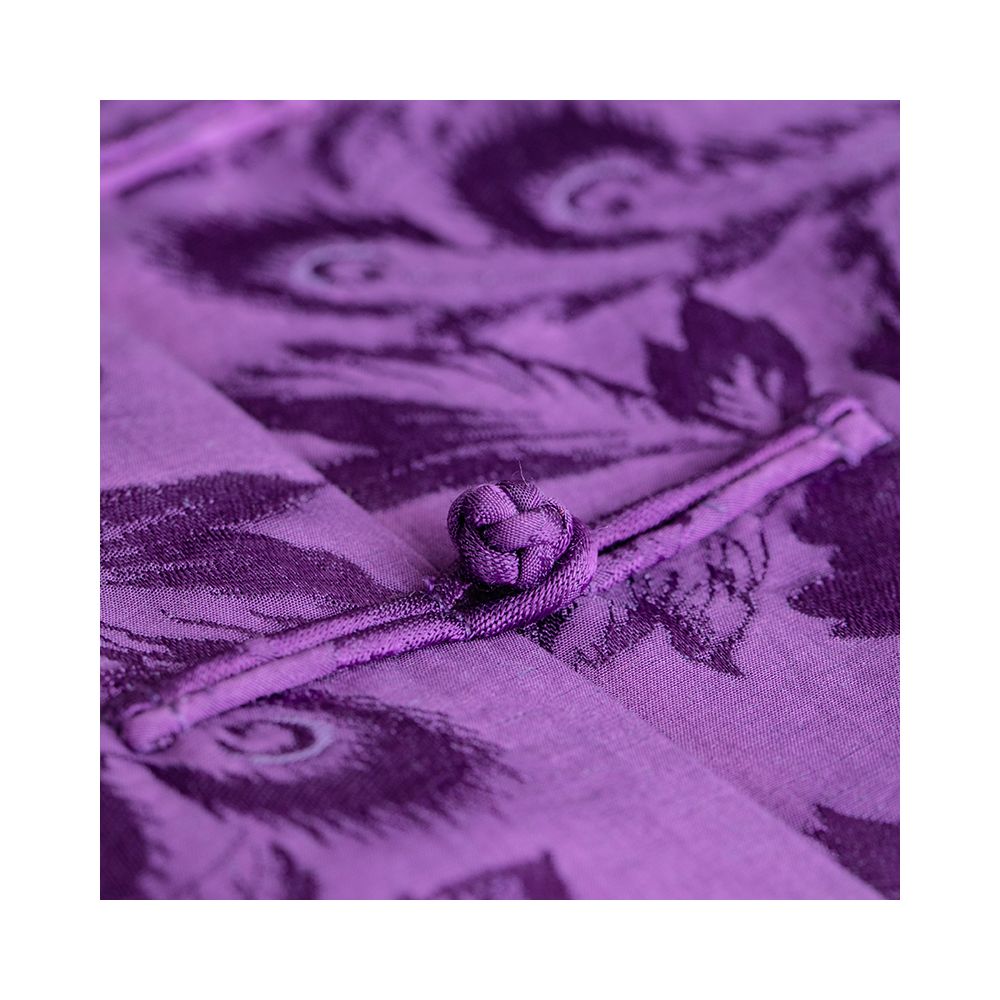 Taozhi Yaoyao 2023 Spring Purple Chinese Style Art Spring and Autumn Standing Collar Sandwich Jacquard Buckle Coat Solid Color Purple image 11