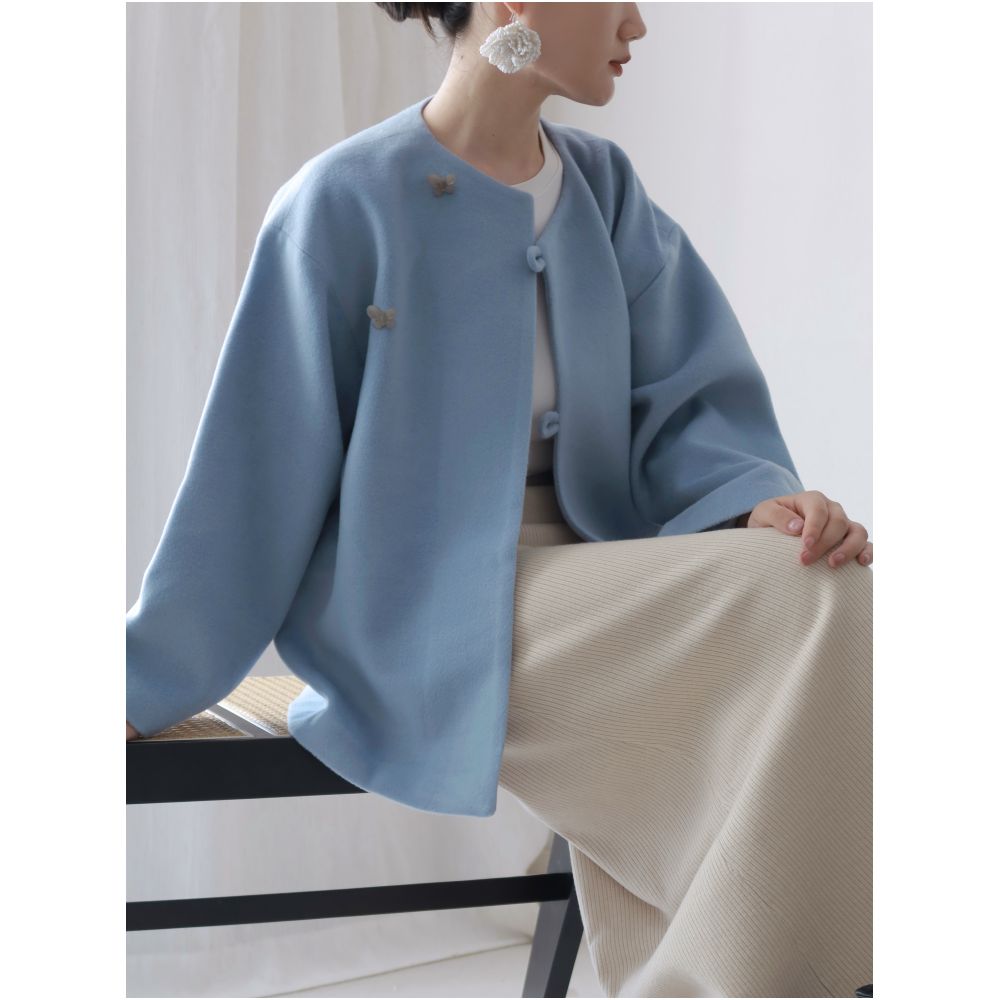 TAORAN women s single sided Chinese style short jacket women s improved short Tang style top new Chinese style woolen top image 2