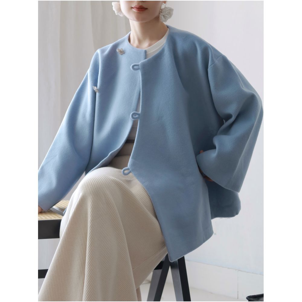 TAORAN women s single sided Chinese style short jacket women s improved short Tang style top new Chinese style woolen top image 5