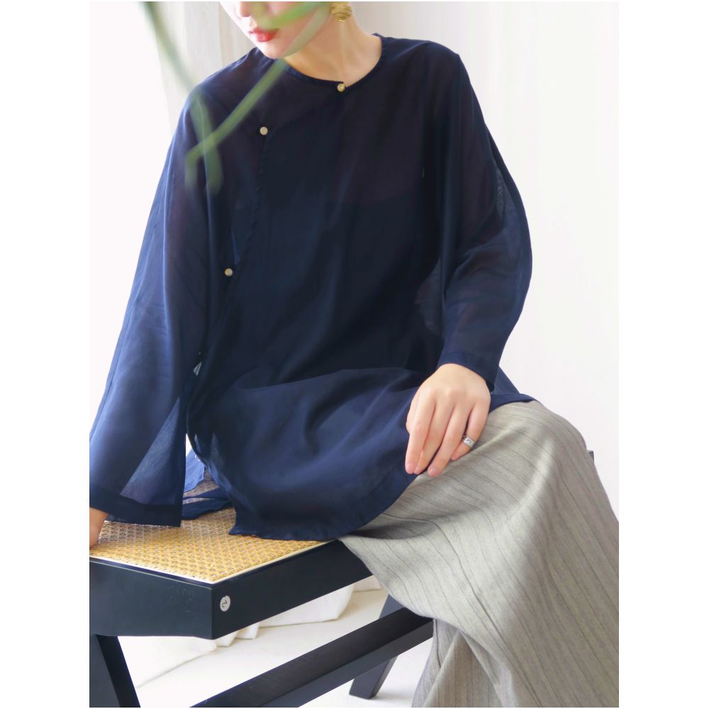 TAORAN women s clothing new Chinese style improved cheongsam top women s daily wear can be worn young style slanted placket Zen tea suit small shirt image 1