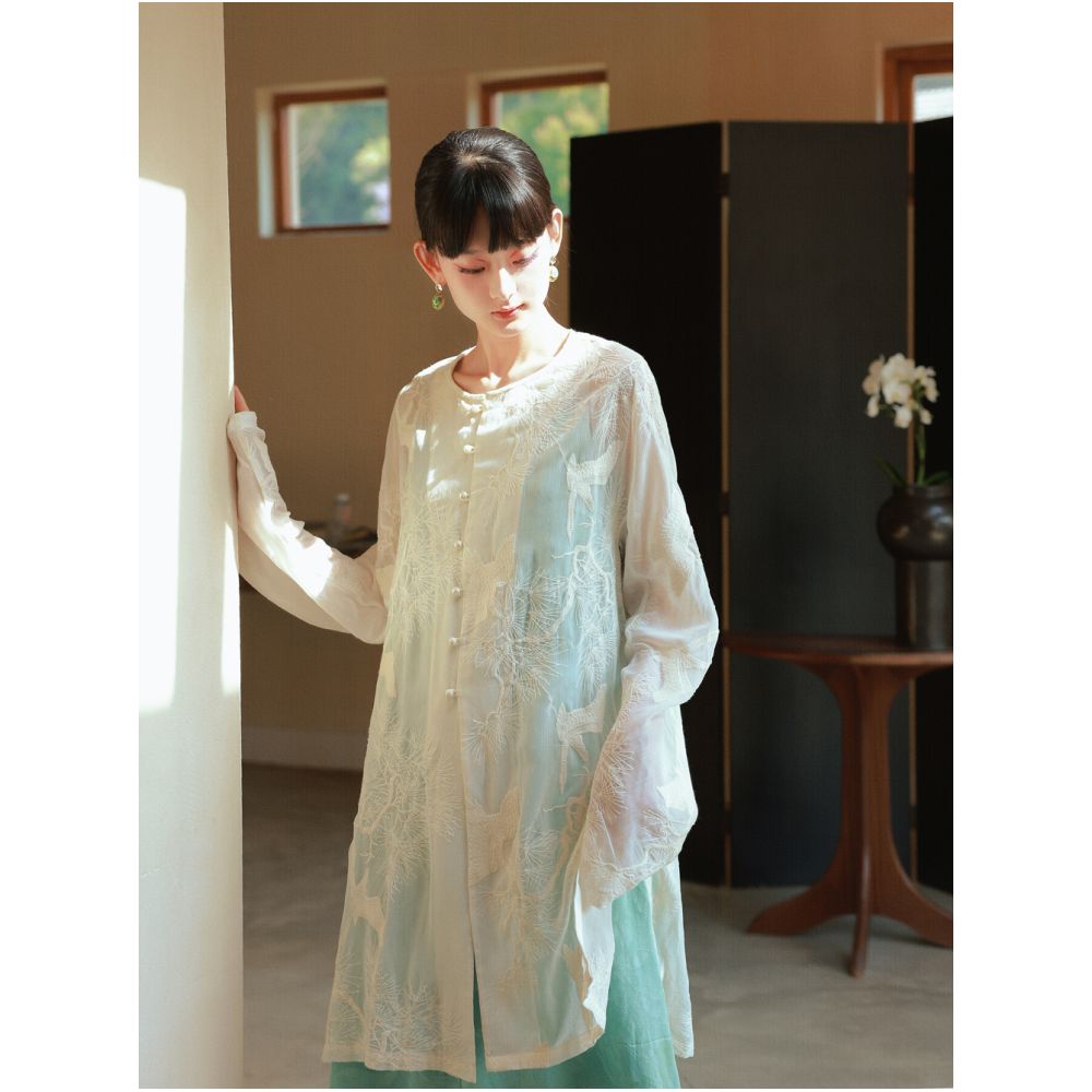 Songhe Changchun Embroidered Long Shirt New Chinese Style Shirt CHARMMY YE Playful Design New Dress image 2