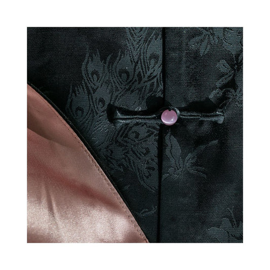 ASAYA1737 Black Phoenix Chinese Style Literary Buckle Stand Collar Vest