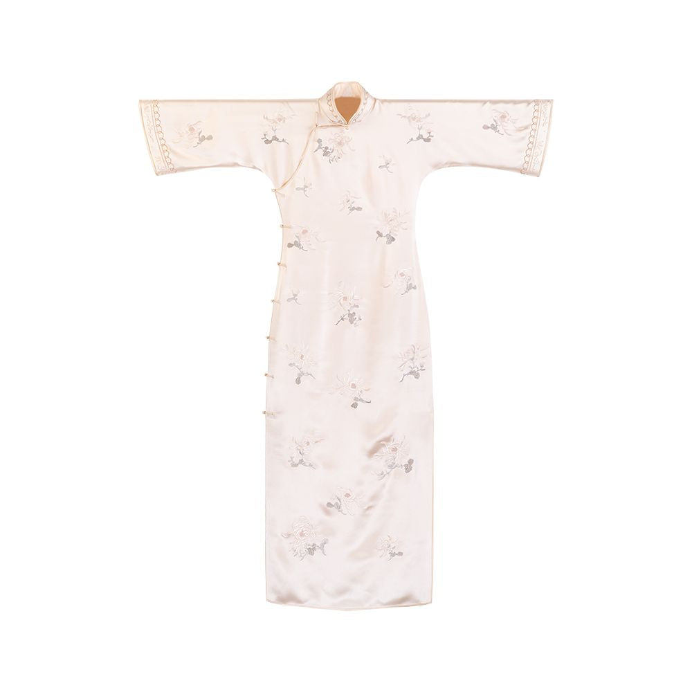 Dream Clear Branch One City Style Plush Republic of China Style Embroidery Handmade Pan Button Inverted Big Sleeve Cheongsam Skirt Daily Engagement Toast image 15