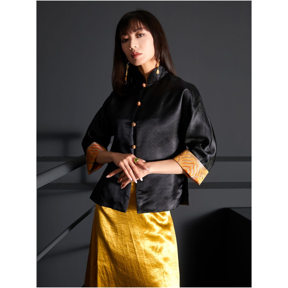 Fulang 2025 original women s clothing Chinese style art retro design improvement Chinese style slim fit stand collar buckle Tang suit S image 2
