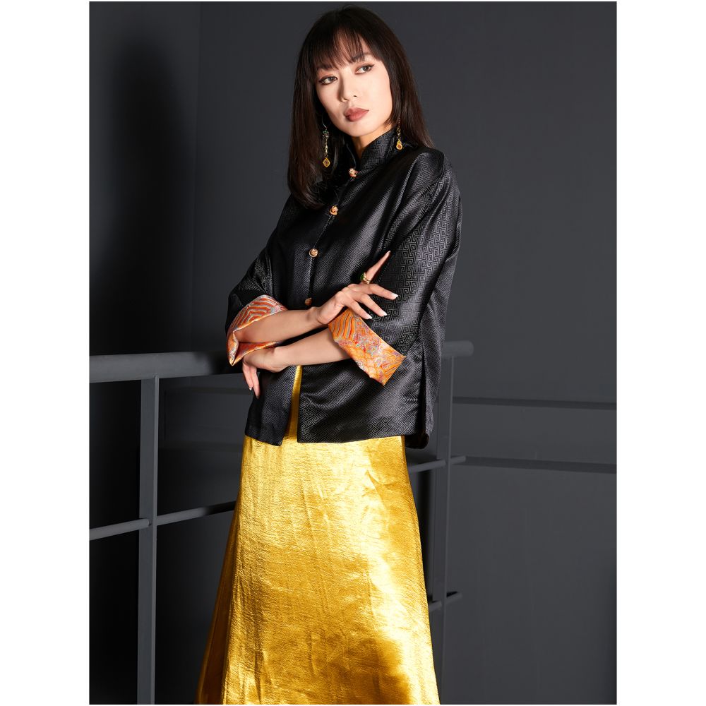 Fulang 2025 original women s clothing Chinese style art retro design improvement Chinese style slim fit stand collar buckle Tang suit S image 4