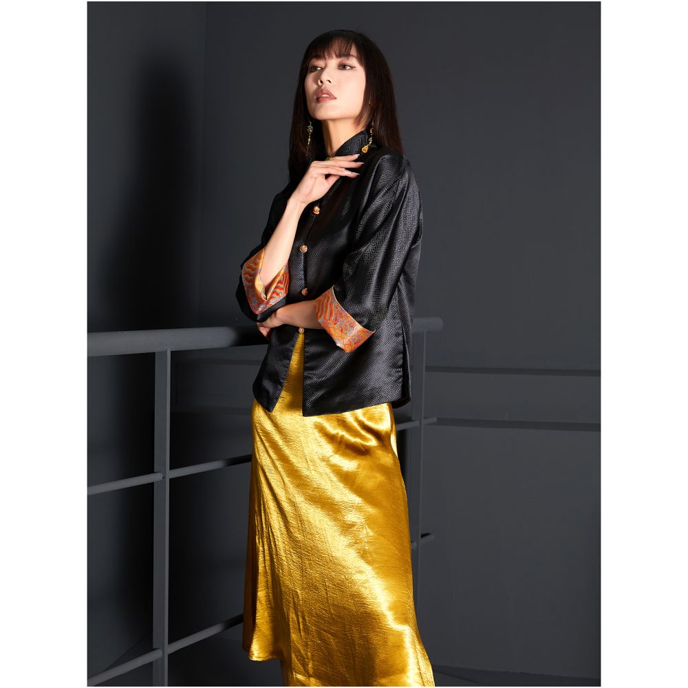 Fulang 2025 original women s clothing Chinese style art retro design improvement Chinese style slim fit stand collar buckle Tang suit S image 5