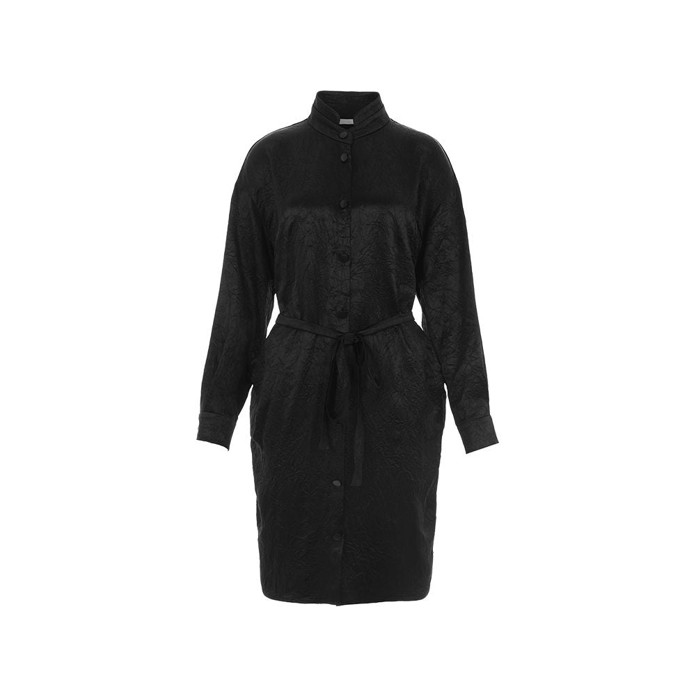 Hua Mu Shen Chinese style vinegar dress women s loose texture shirt skirt stand collar tied long sleeved skirt new style image 20