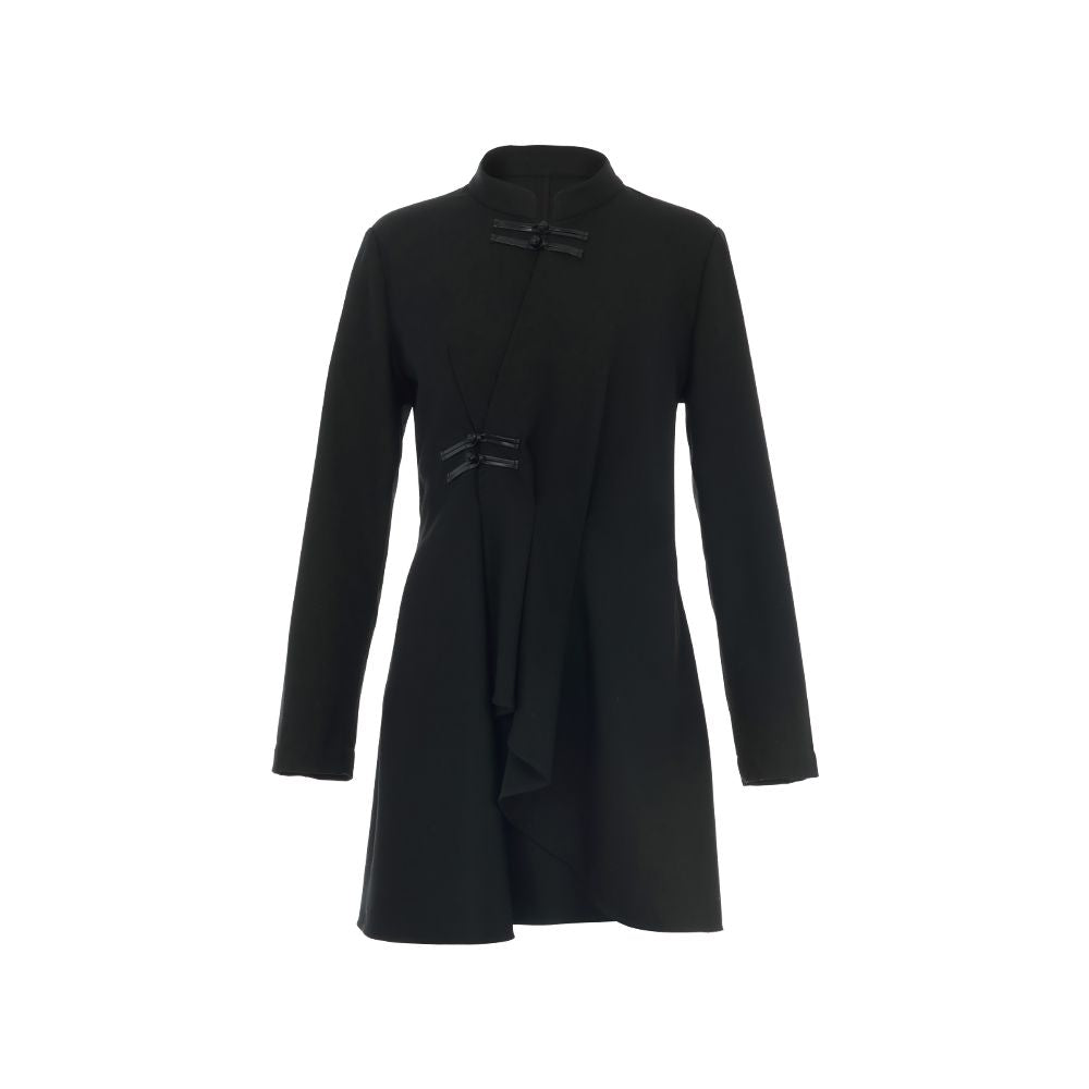 Celebrity style flower and tree deep Chinese style shirt jacket for women stand up collar button down wool improved Chinese style top image 1