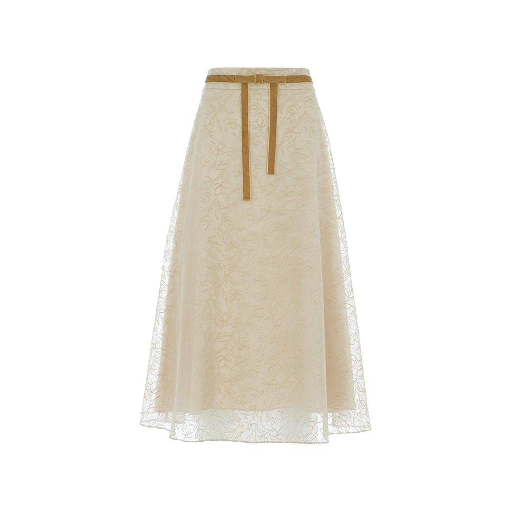 Hua Mu Shen Chinese Wind and Snow Spinning Half Skirt Women s New Long High Waist Half Skirt Chinese Improved Lace A line Yarn Skirt image 11