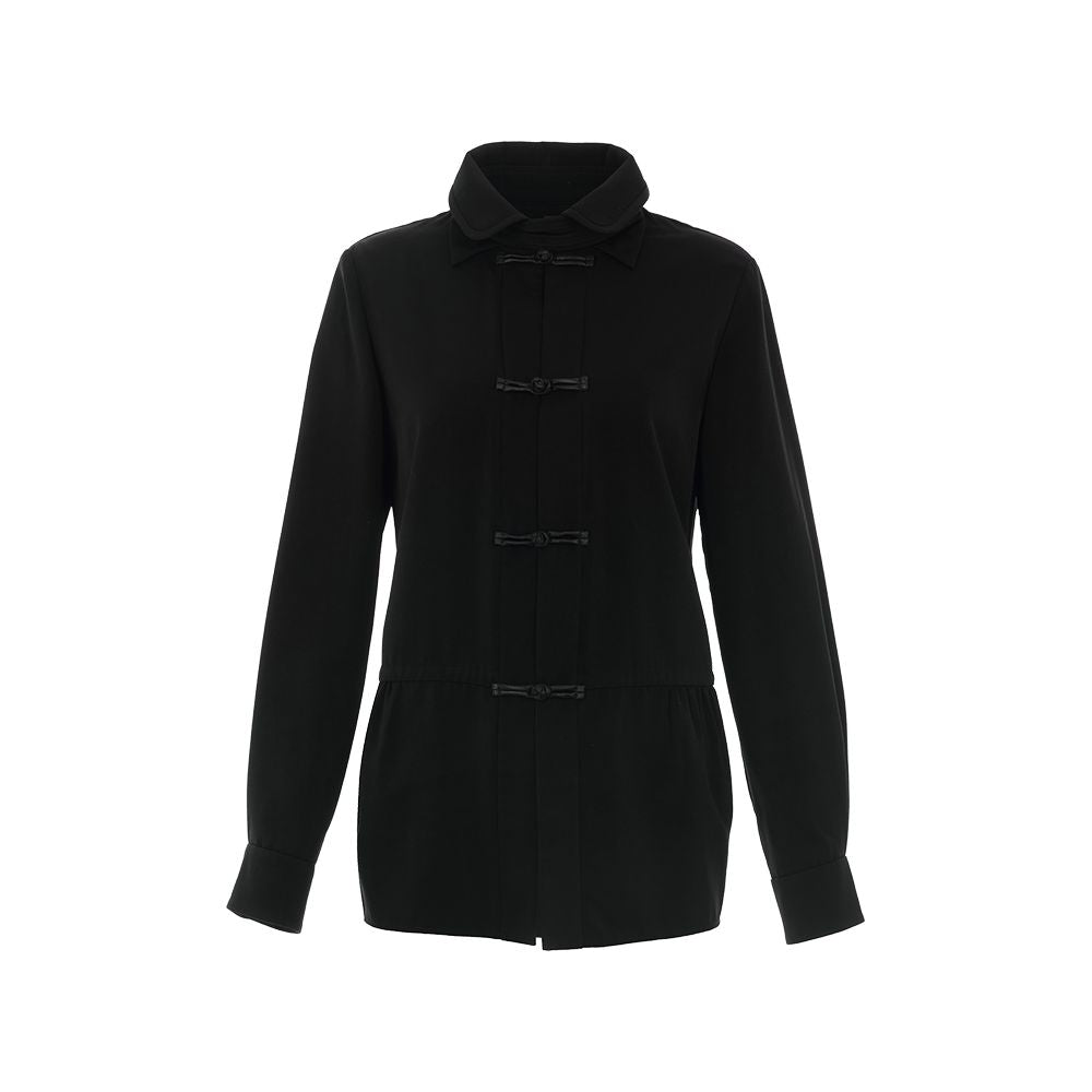 Blogger s same flower and tree deep buttoned shirt women s long sleeved new Chinese style improved Tang style top women s black shirt image 19