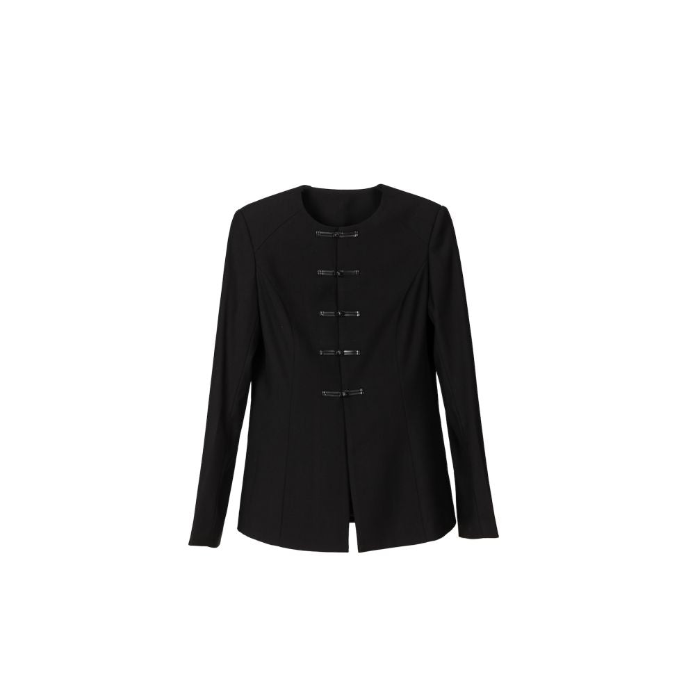 VAPOURBURE New Chinese style Pan Button Zhongshan Suit Women s Spring Retro Casual Collarless Slimming Suit Coat image 11