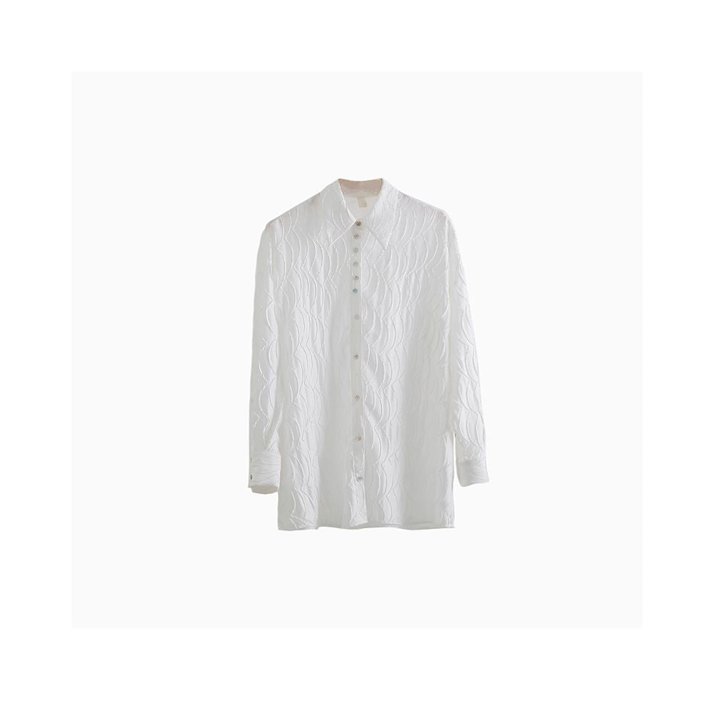 Original design by UART with ears light and flower long sleeved shirt women s design sense niche long white shirt top image 16