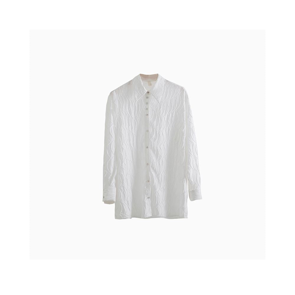 Original design by UART with ears light and flower long sleeved shirt women s design sense niche long white shirt top image 2