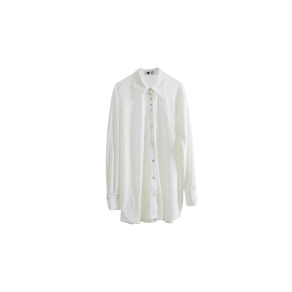 Original design by UART with ears light and flower long sleeved shirt women s design sense niche long white shirt top image 4