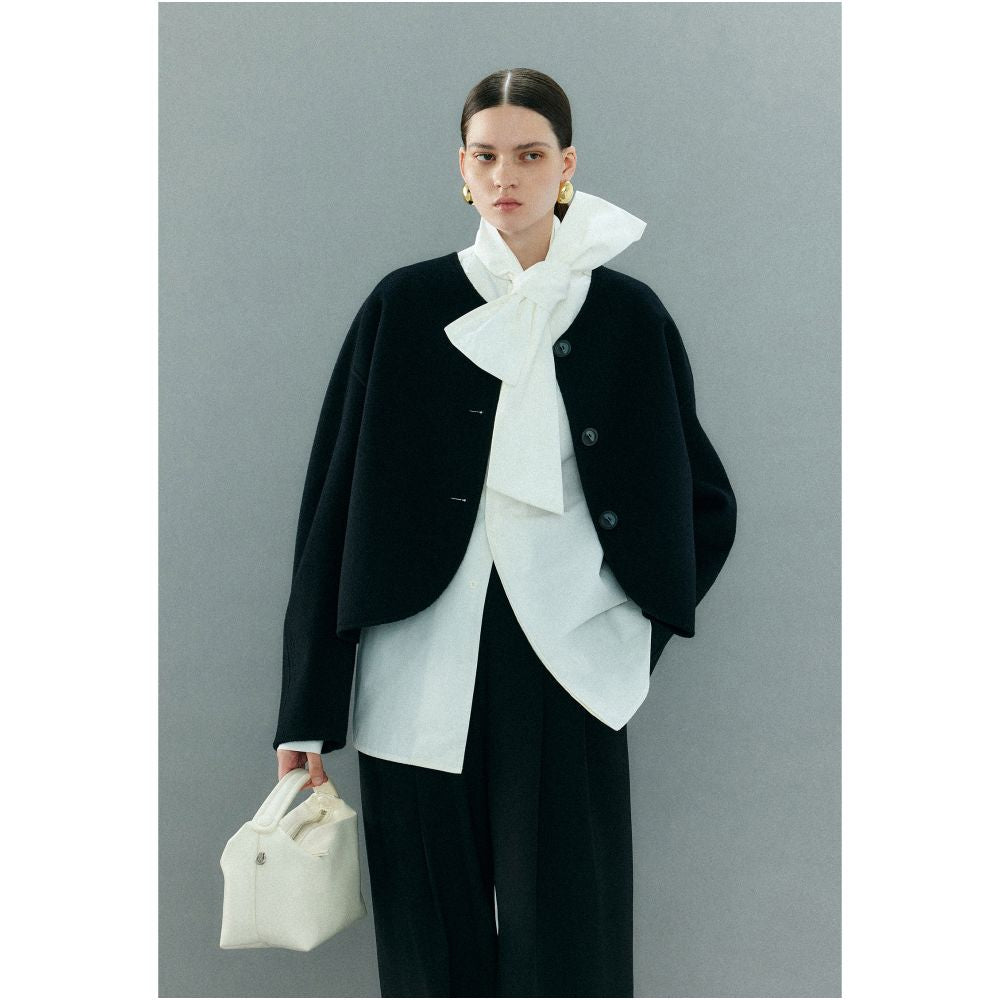 MOLYCHO short V neck double sided woolen coat for women s autumn and winter wool loose casual small woolen coat image 37