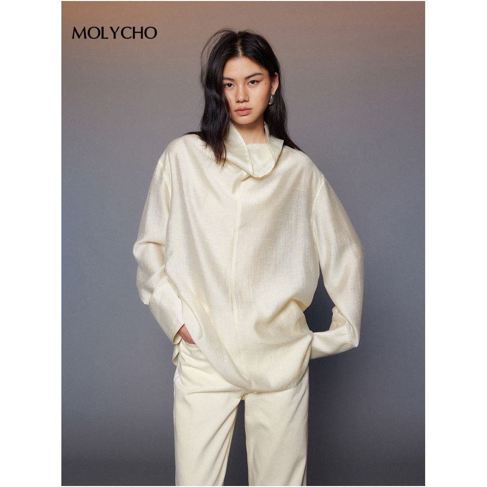 MOLYCHO Cold Aesthetics Thin Long Sleeve Shirt Jacket for Women Medium Length Top Loose Micro Transparent Shirt image 0