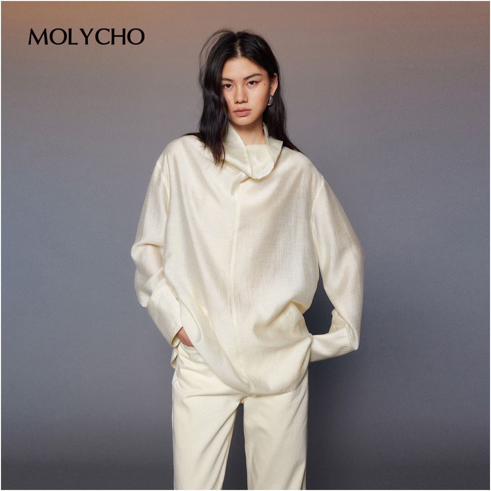 MOLYCHO Cold Aesthetics Thin Long Sleeve Shirt Jacket for Women Medium Length Top Loose Micro Transparent Shirt image 23
