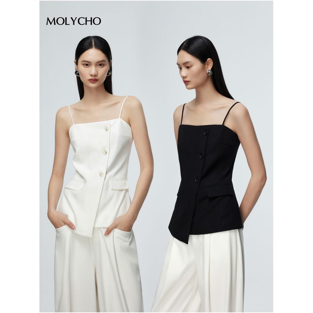 MOLYCHO Irregular Design Suit Vest Women s Summer Outerwear Sleeveless Strap Top image 1