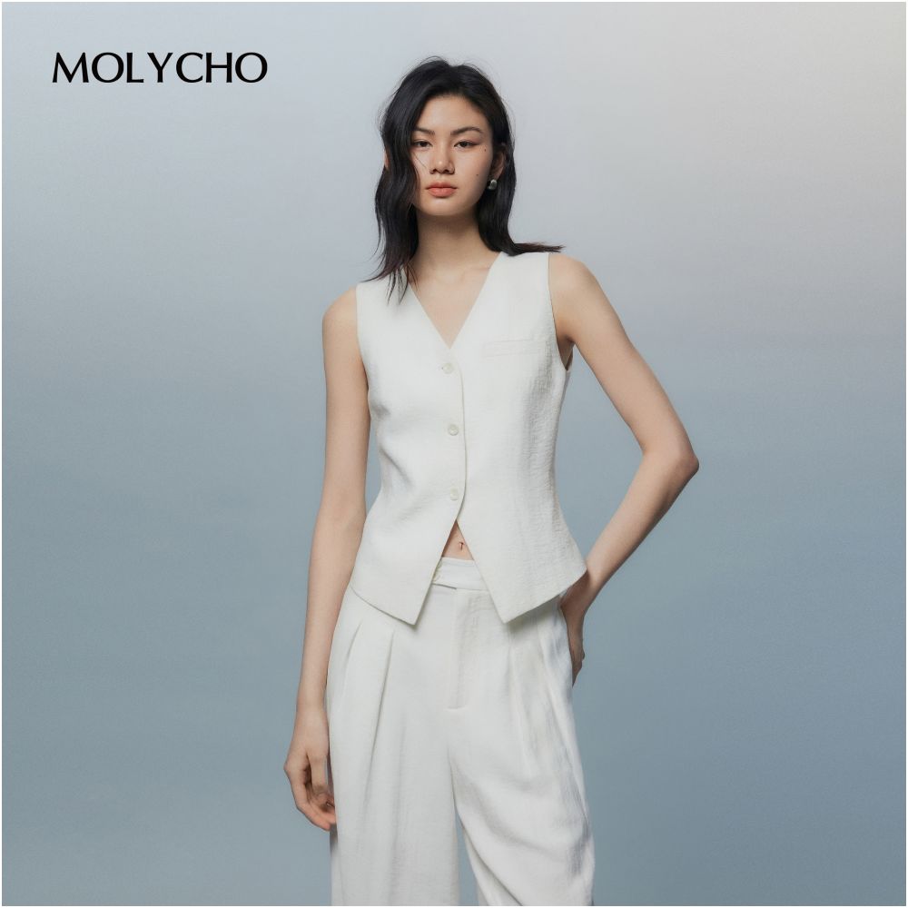 MOLYCHO Daily effortless sleeveless vest wide leg pants casual set relaxed two piece set image 6
