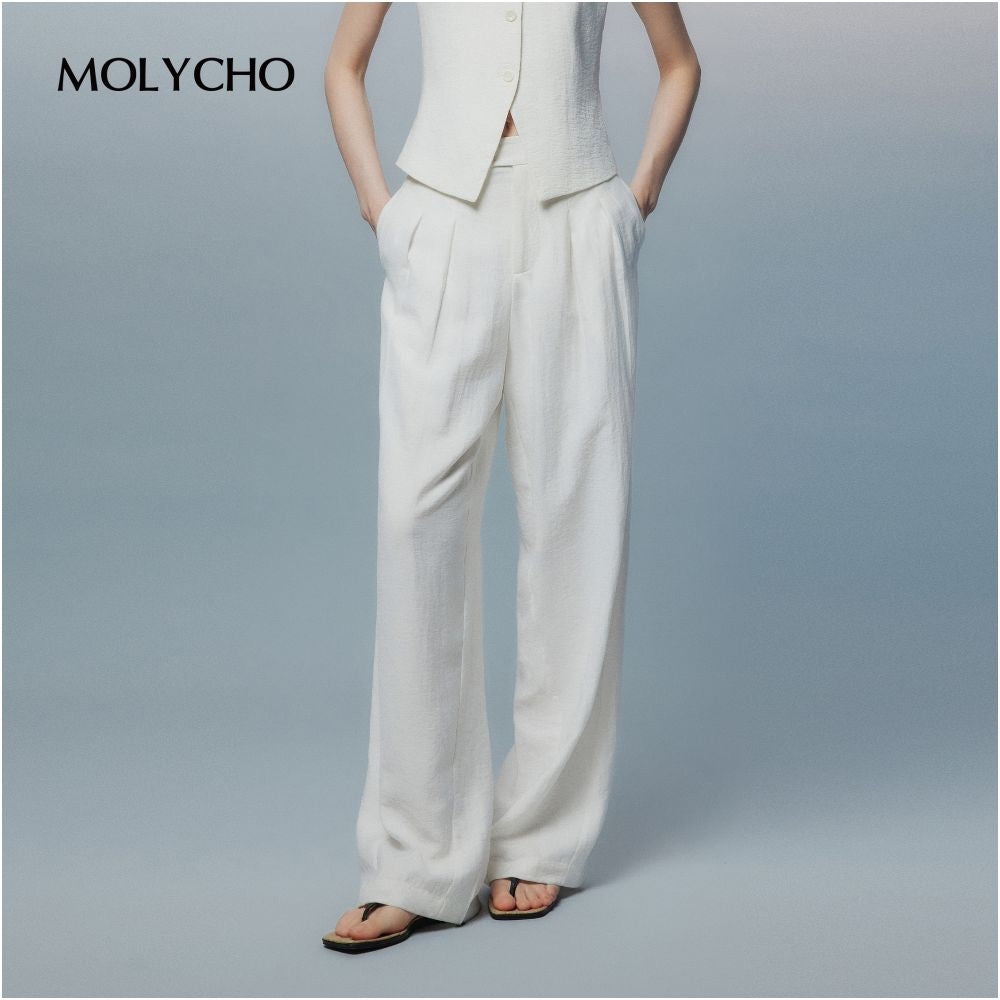 MOLYCHO Daily effortless sleeveless vest wide leg pants casual set relaxed two piece set image 16