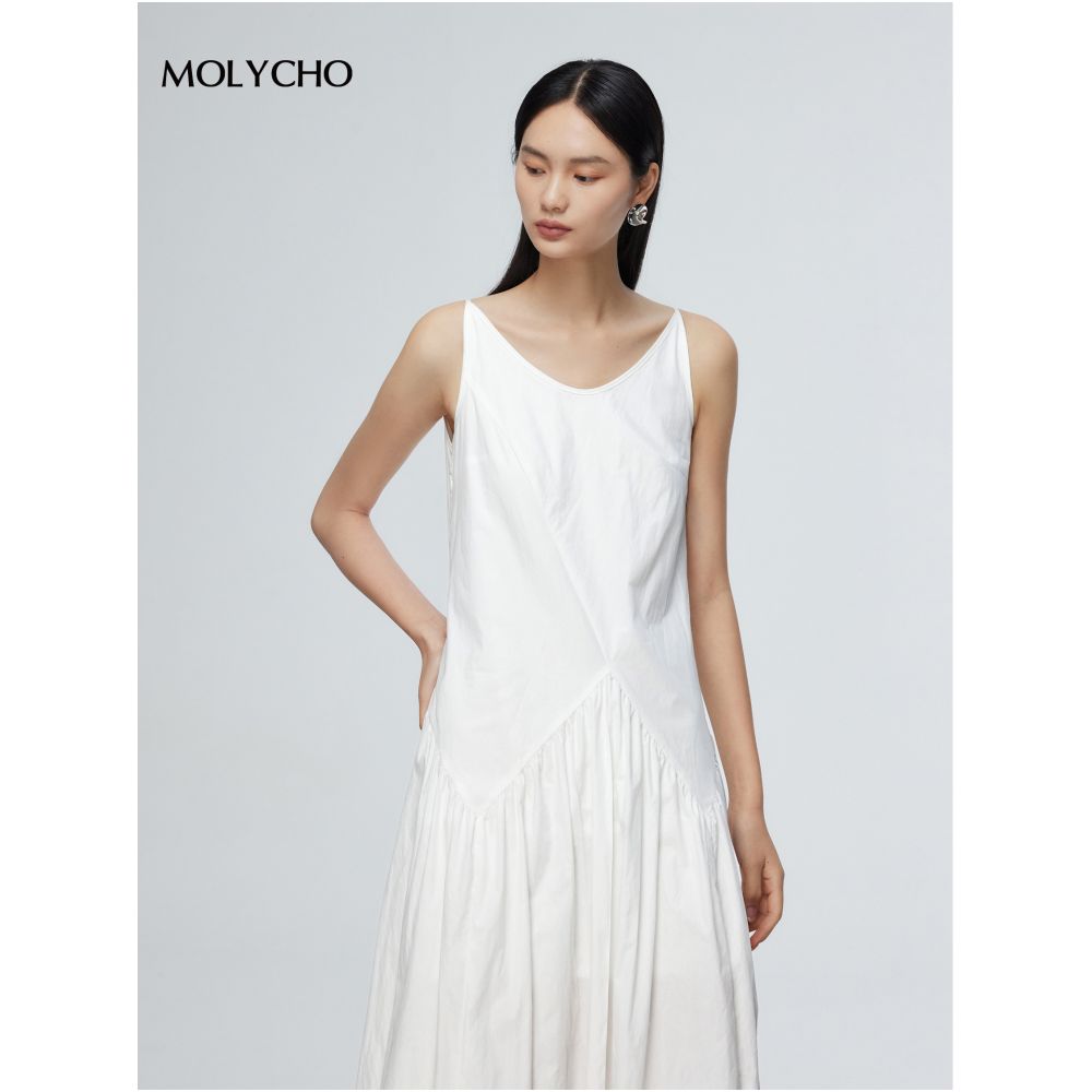 MOLYCHO holiday style loose suspender dress for women in summer tall design splicing slim big swing skirt image 2