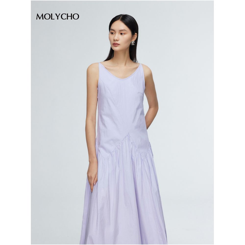 MOLYCHO holiday style loose suspender dress for women in summer tall design splicing slim big swing skirt image 4