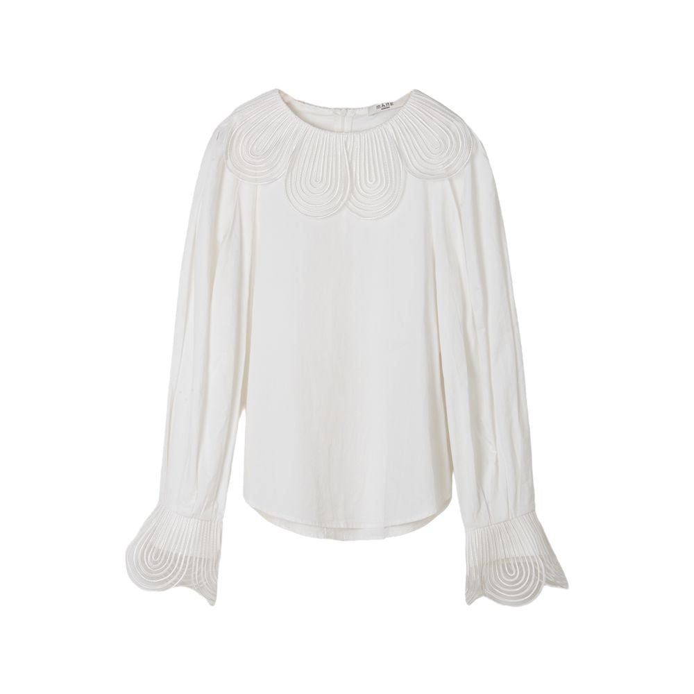MANE Atelier original design high end bubble sleeves white lace shirt design female niche autumn image 16