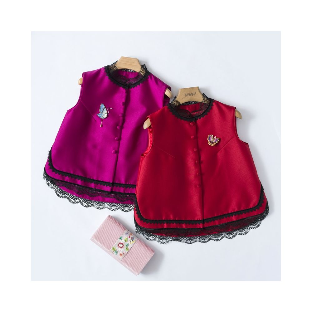 YXF0087 Xiajia retro lace silk wool vest women s loose short outer wear Tang suit top image 33