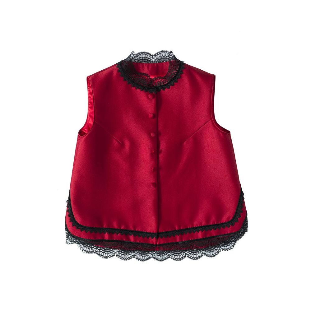 YXF0087 Xiajia retro lace silk wool vest women s loose short outer wear Tang suit top image 35