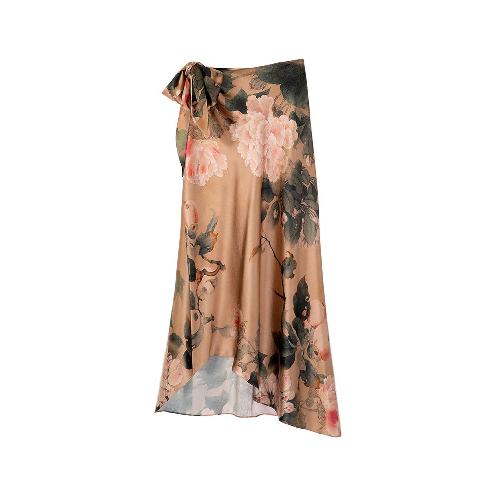 Painting Curtain Spring Drunken One City Wind Plush Silk Satin Retro Printed Daily Strap and Half Skirt Set Temperament image 15