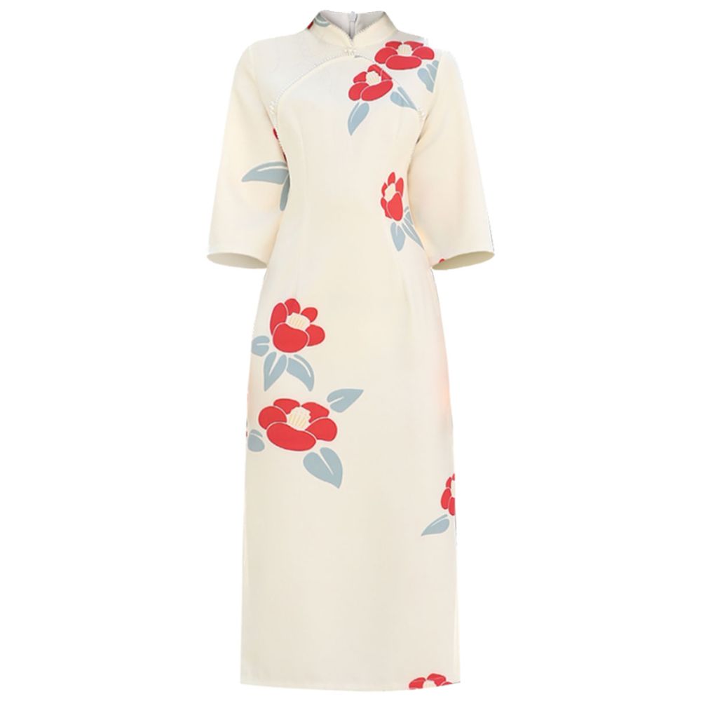 2025 new gentle young style improved cheongsam 541 retro national style fairy new Chinese style yellow dress autumn image 5