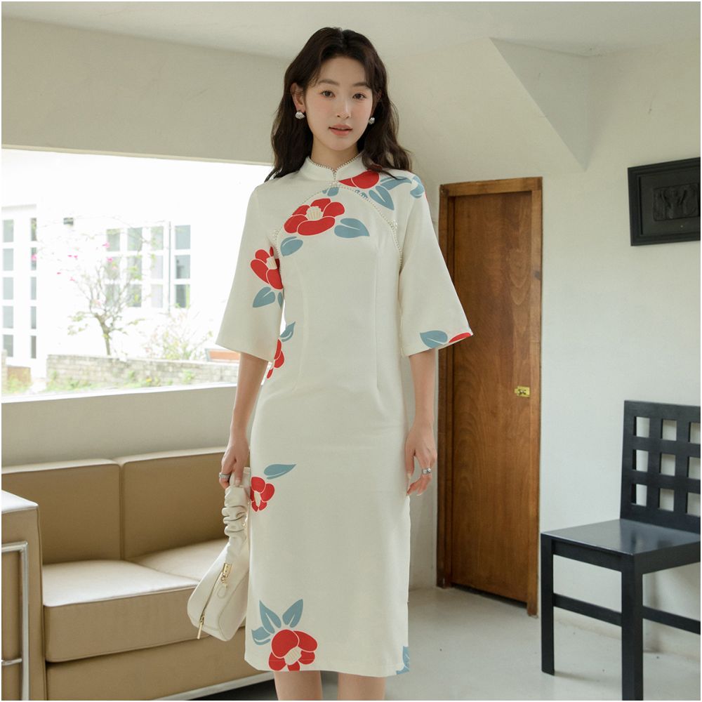 2025 new gentle young style improved cheongsam 541 retro national style fairy new Chinese style yellow dress autumn image 14