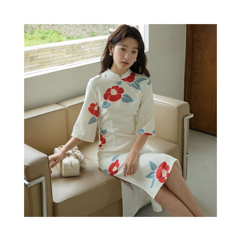 2025 new gentle young style improved cheongsam 541 retro national style fairy new Chinese style yellow dress autumn image 27