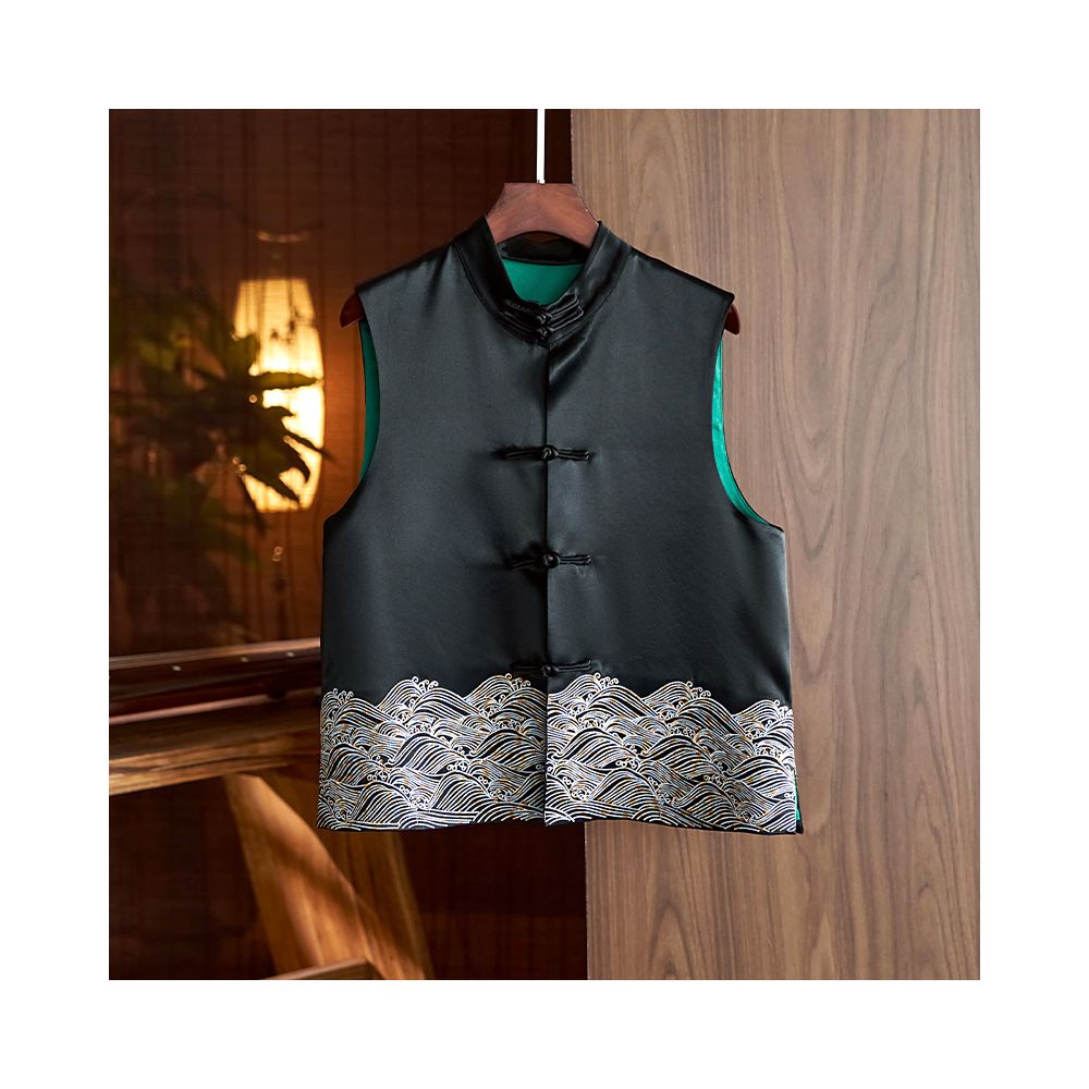 China Chic Style Vinegar Satin Embroidery Vest Women s 2023 Summer New Vintage Disc Button Chinese Jacket Top image 8