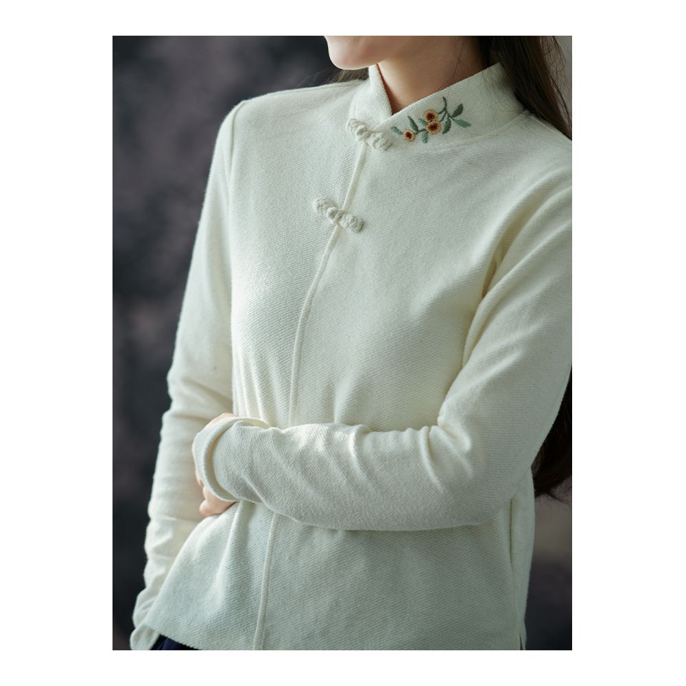Blossoming Blossoms on the Mo Shang Original Orchid Hemp All Things Surprise Autumn Pure Cotton Embroidered Long Sleeve Shirt Women s Autumn image 29